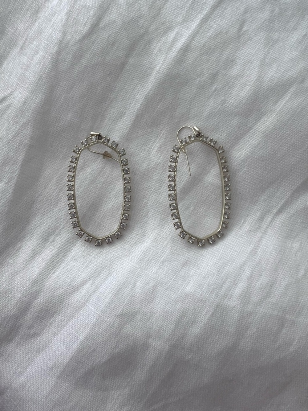 Kendra Scott Silver Crystal Oval Hoop Earrings